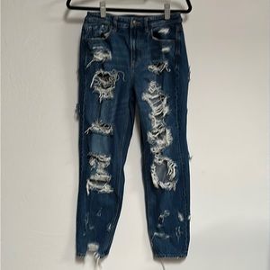 American Eagle mom jeans women's 4 distressed denim pants